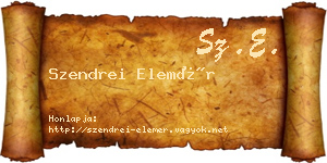 Szendrei Elemér névjegykártya